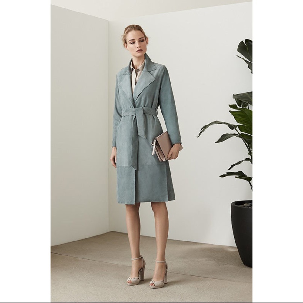 [SOLD] Reiss Maine Suede Leather Trench Coat